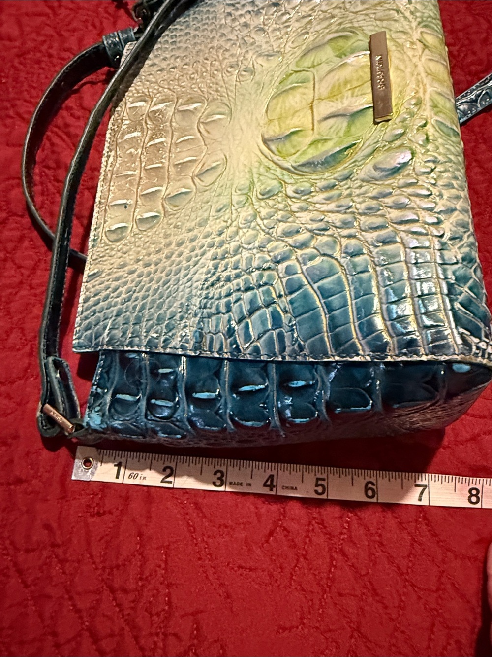 Brahmin Teal Green Croc-Embossed Crossbody Bag - Picture 16 of 16